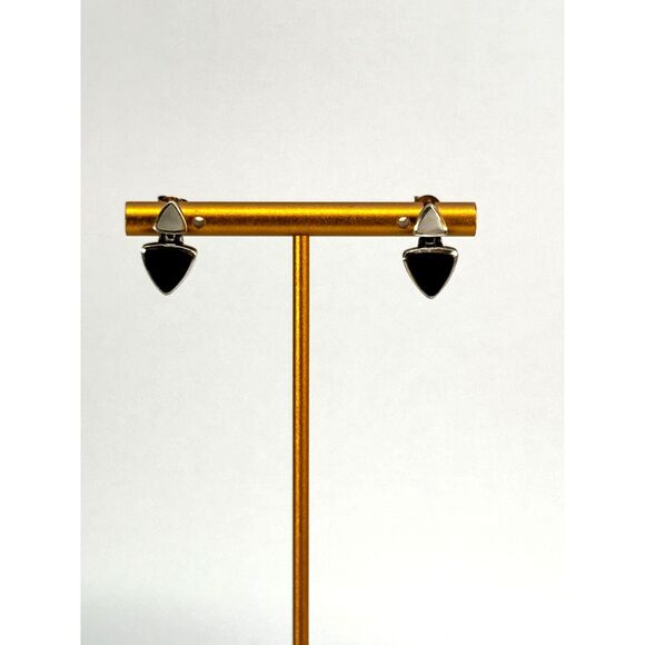 Vintage Onyx & Mother of Pearl Dangle Earrings - Picture 3 of 4